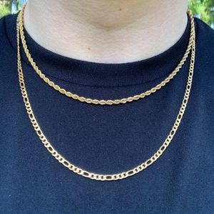 Gold Figaro/Rope Chain Set 3mm